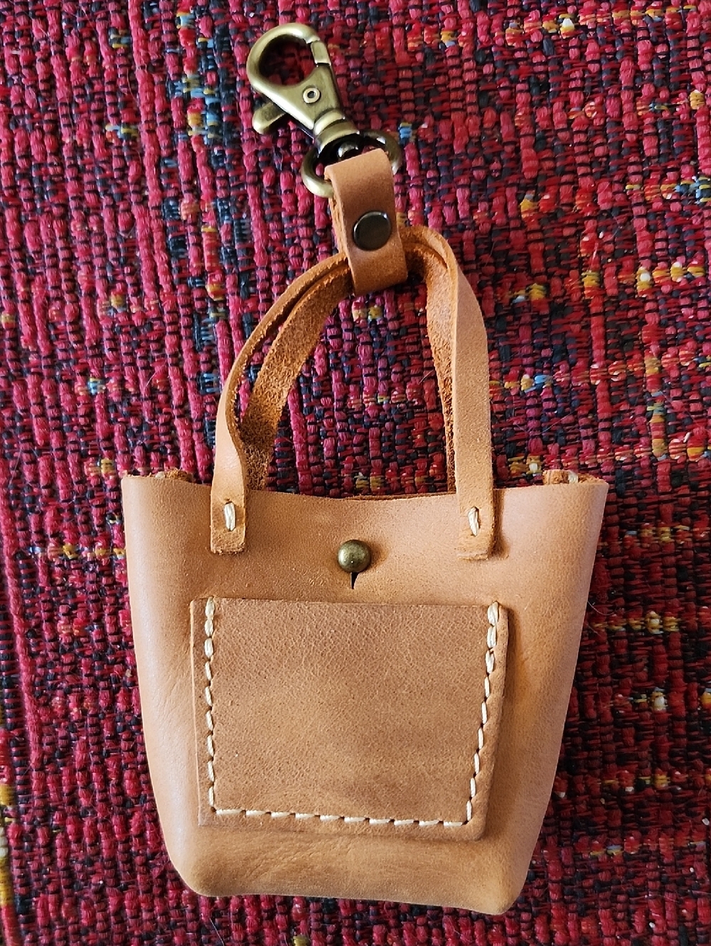 New! Portland Leather Mini Tote Keychain in Tan